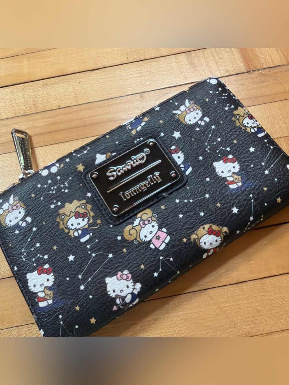 Loungefly Hello Kitty Zodiac Constellation Wallet Black Sanrio Zip & Snap